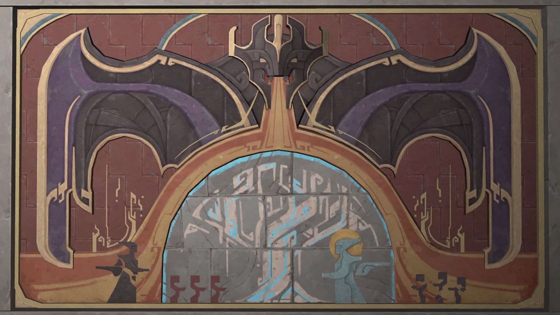 A mural depicting Nibelung, the dragon king of the Sovereigns (Image via HoYoverse)